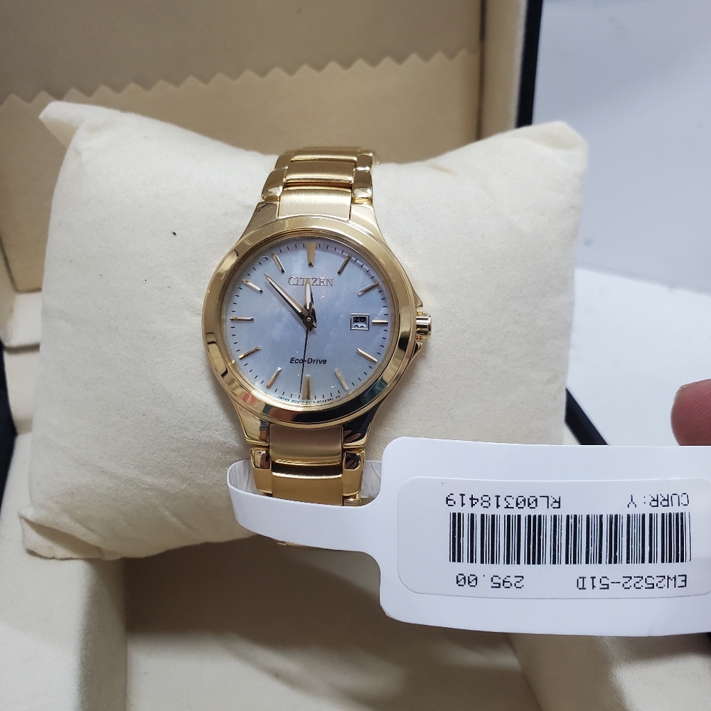 Citizen Eco-Drive Women's Chandler Gold-Tone Bracelet 30mm Watch EW2522-51D $295